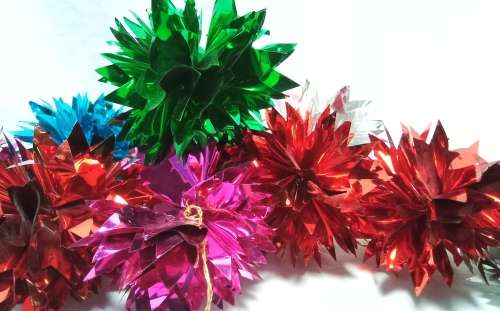 Vintage Christmas tinsel Pom poms