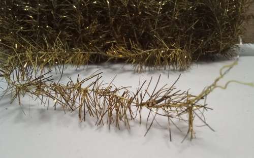 Very fine Vintage Christmas tinsel - old gold 9m