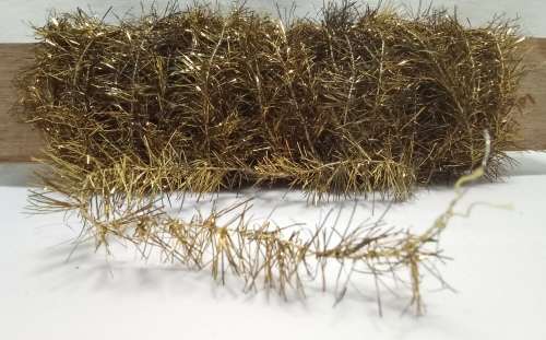 Very fine Vintage Christmas tinsel - old gold 9m