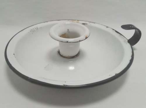 Vintage white enamel candle holder