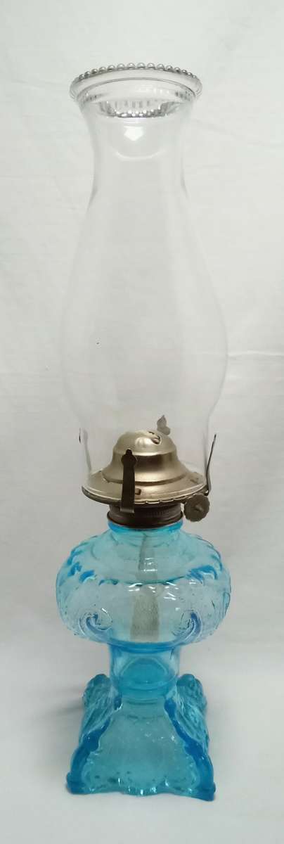 Gorgeous vintage Turquoise glass paraffin lamp