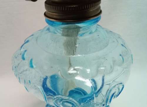 Gorgeous vintage Turquoise glass paraffin lamp