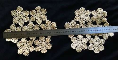 Two round Vintage crocheted doilies in soft yellow