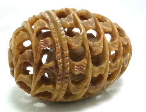 Hand Carved Soapstone Egg With Bird Inside