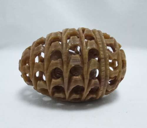 Hand Carved Soapstone Egg With Bird Inside