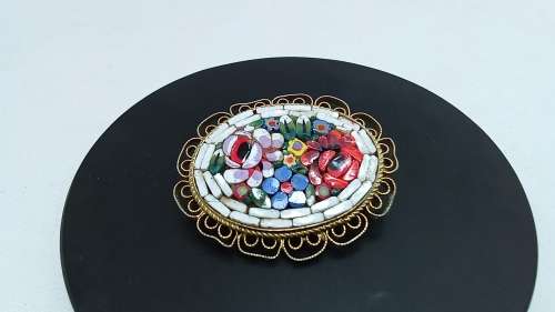 Vintage micro mosaic brooch