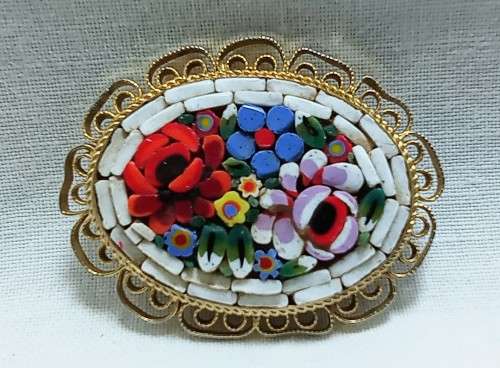 Vintage micro mosaic brooch