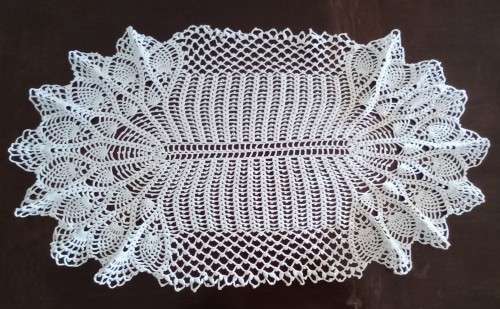 Lovely large oval vintage crocheted doily - 75cms across