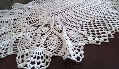 Lovely large oval vintage crocheted doily - 75cms across