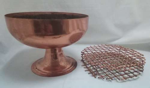 1950  1960s Copper Vintage Rose Bowl With Double Grid