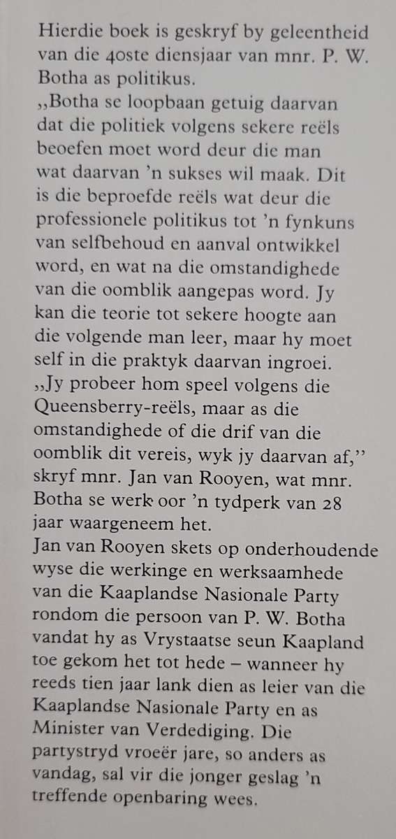 PW. BOTHA 40 JAAR -  JAN J. VAN ROOYEN