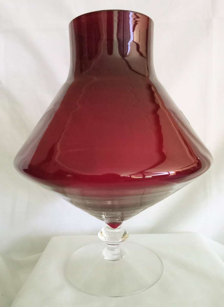 Vintage red glass vase