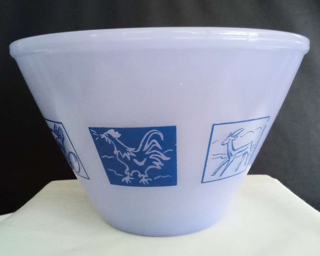 Small blue milk glass bowl