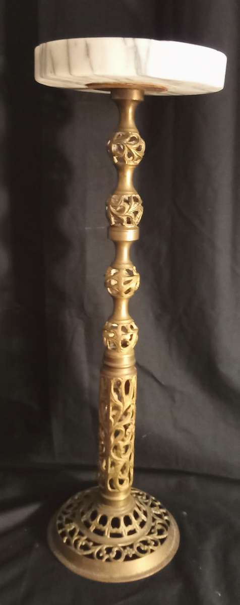 VINTAGE BRASS & MARBLE ashtray tall