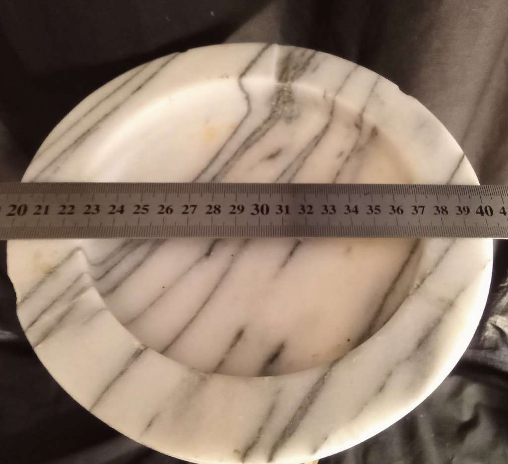 VINTAGE BRASS & MARBLE ashtray tall