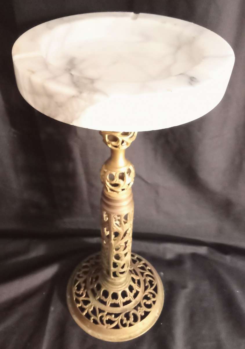 VINTAGE BRASS & MARBLE ashtray