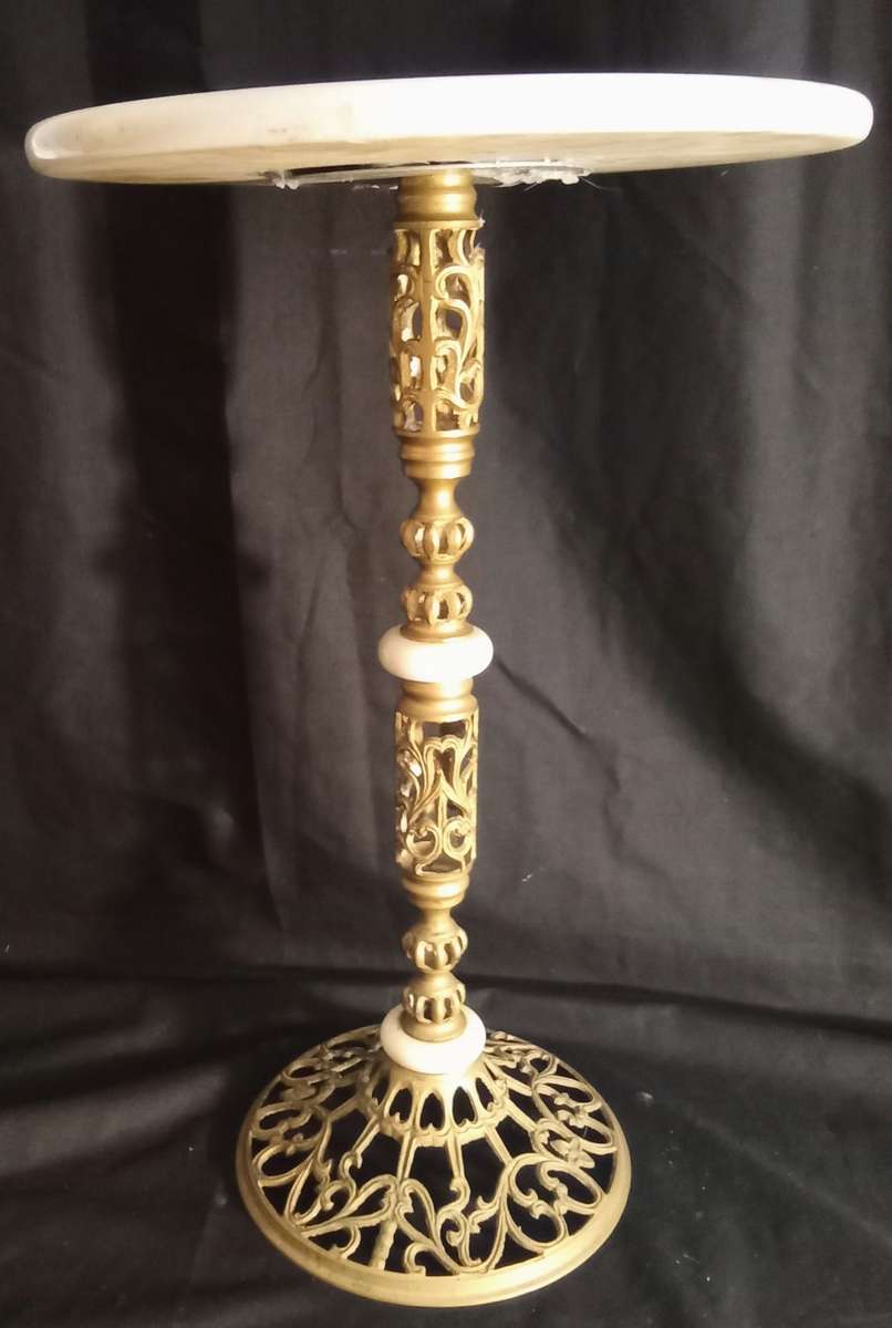 VINTAGE BRASS & MARBLE side table