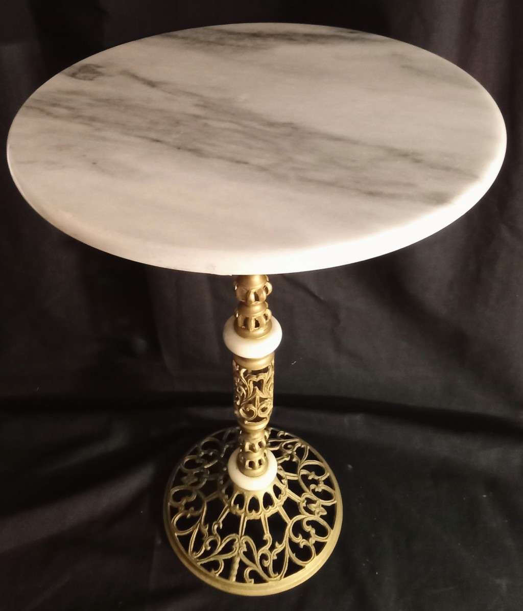 VINTAGE BRASS & MARBLE side table