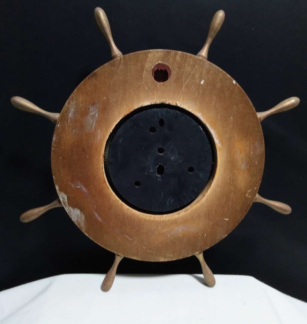 Vintage Stockburger Germany Weather Barometer Unique Brass Ship Wheel Design