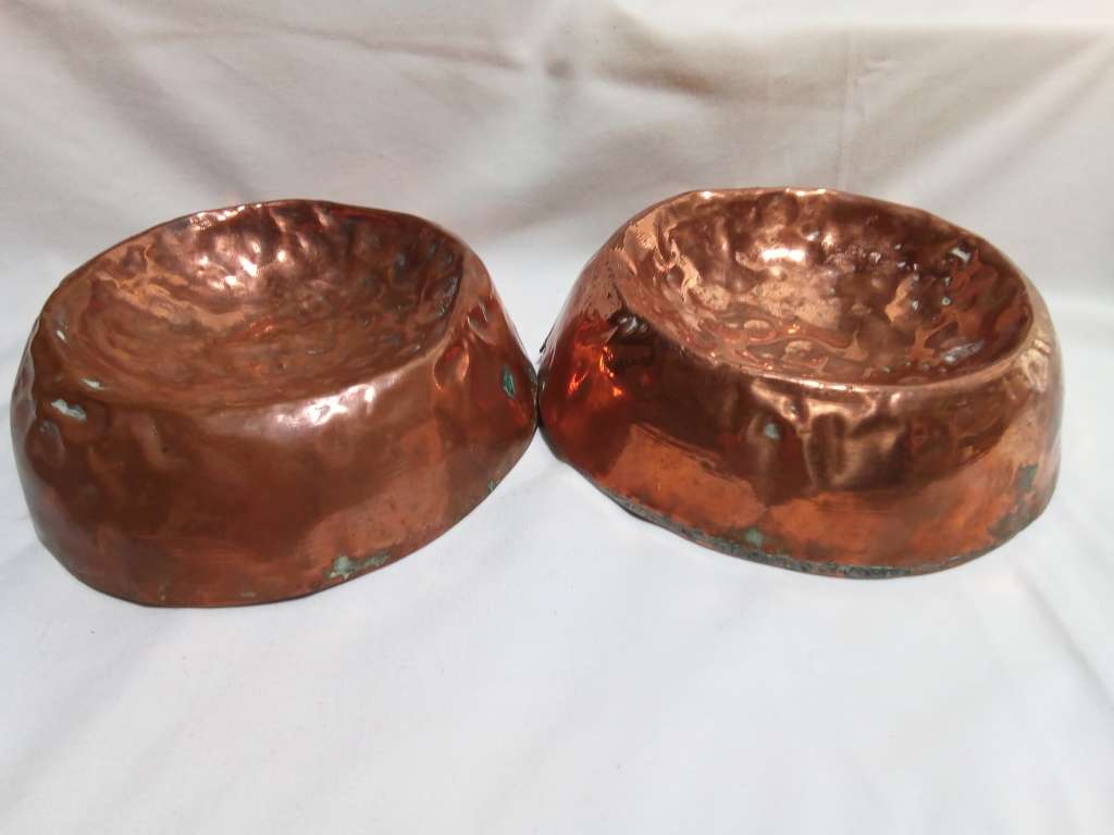 Two stunning rustic hammered copper ashtrays/bowls