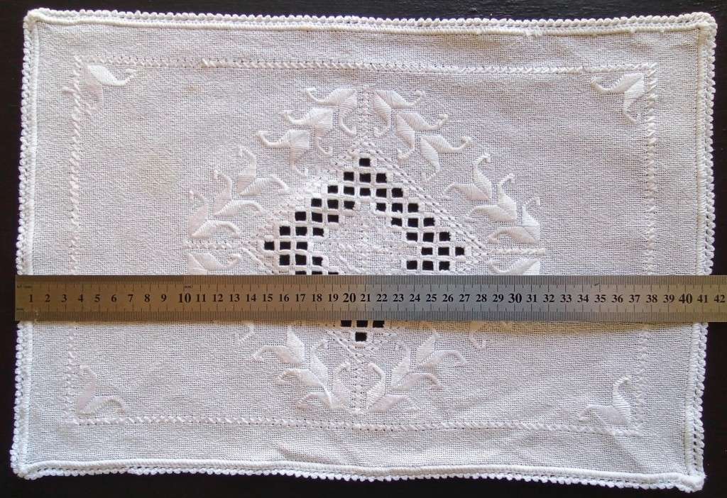 Crisp white lovely hardanger tray cloth nr.2