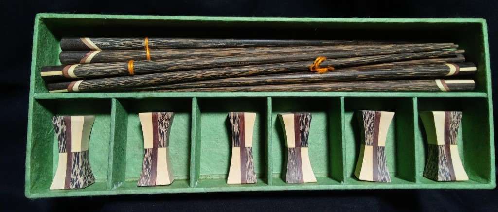 Natural Handmade Wood Chopsticks Set with Holders - Set of 6