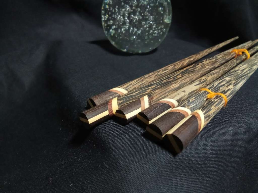 Natural Handmade Wood Chopsticks Set with Holders - Set of 6