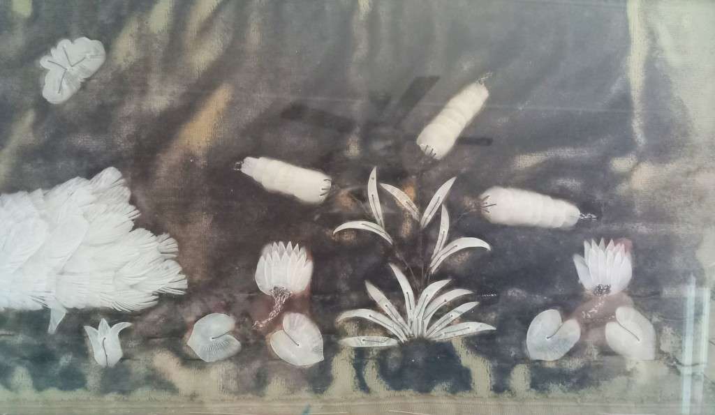 Exquisite Vintage picture with swan -  made of fish scales