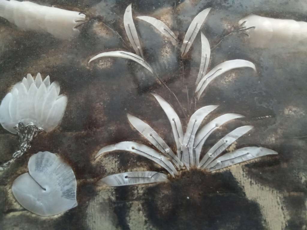 Exquisite Vintage picture with swan -  made of fish scales