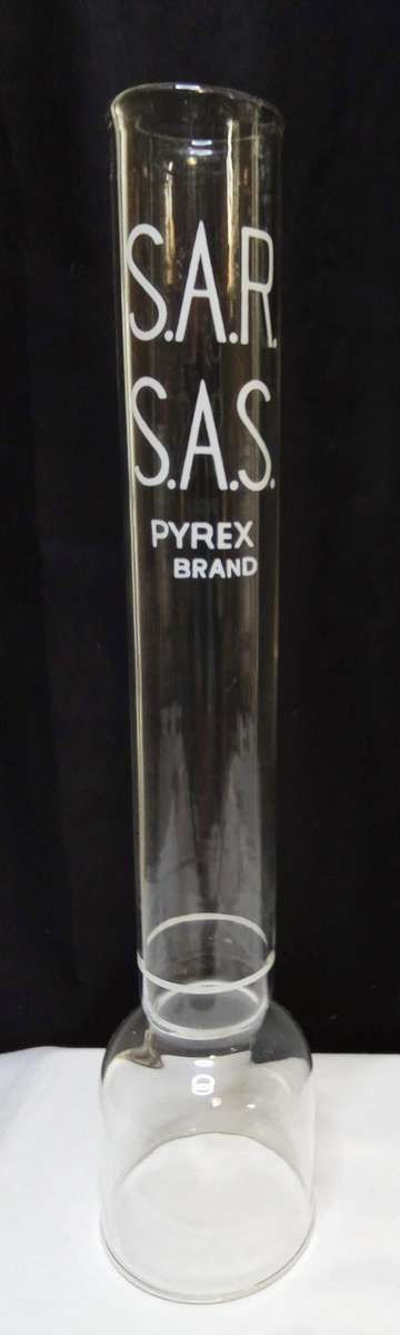 Vintage South African Railways Kosmos style Pyrex glass oil lamp chimney nr.1