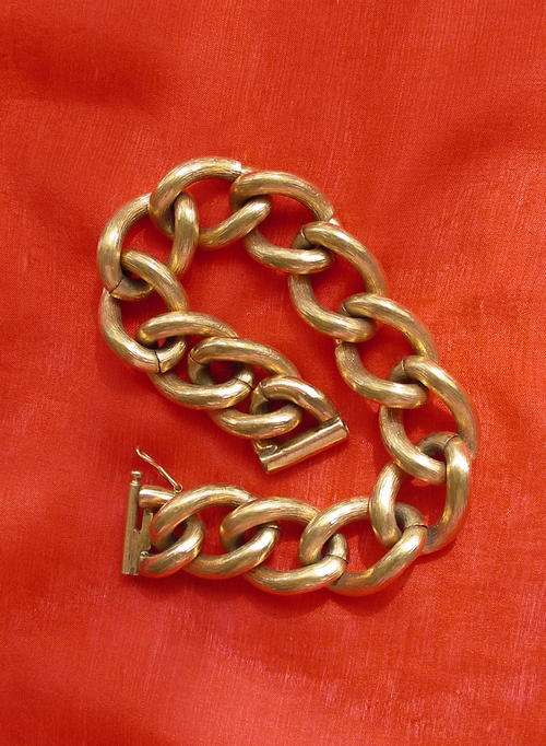 BEAUTIFUL ROLLED GOLD HEAVY LINK BRACELET 70s VINTAGE