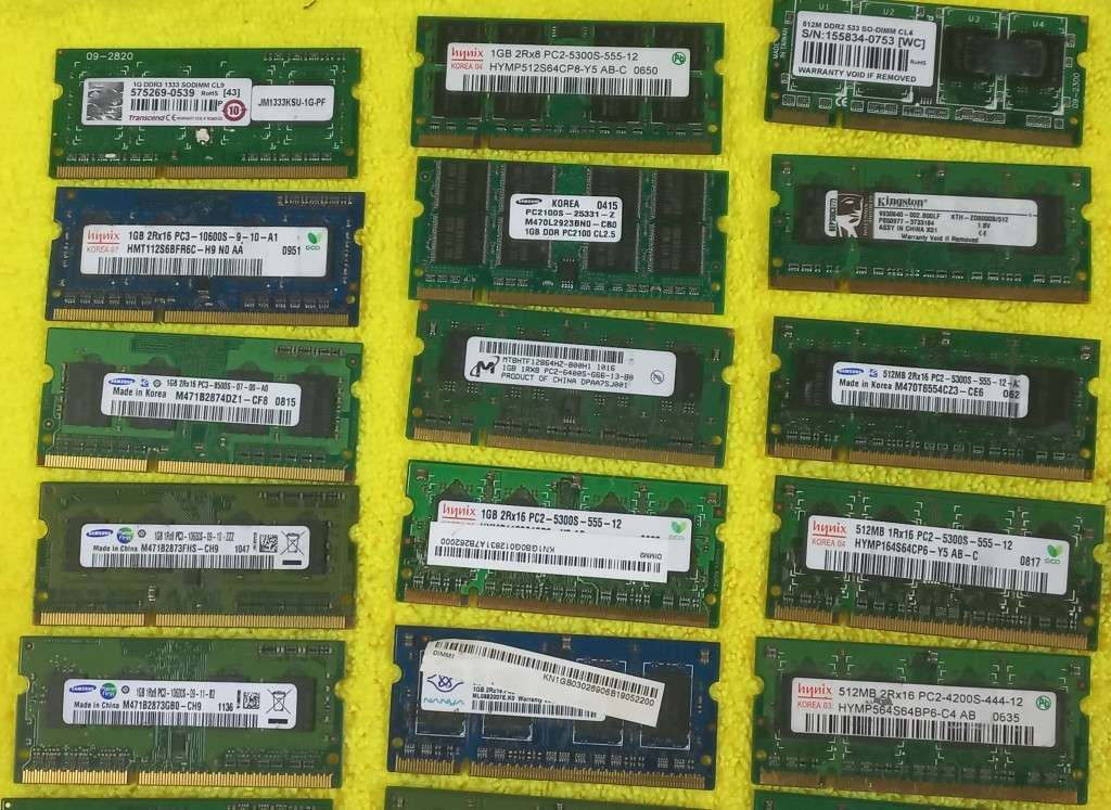 Joblot, PC Rams desktop and notebook, network cards for notebooks and other