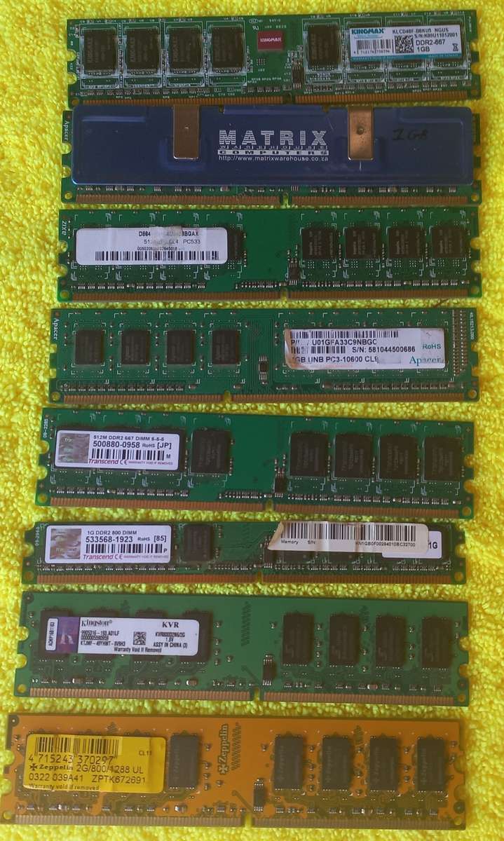 Joblot, PC Rams desktop and notebook, network cards for notebooks and other