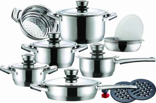 German Design - 16 PC Stainless Steel 18/10, 11 Layer Capsuled Set with Thermostat lids