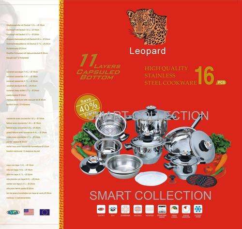 German Design - 16 PC Stainless Steel 18/10, 11 Layer Capsuled Set with Thermostat lids
