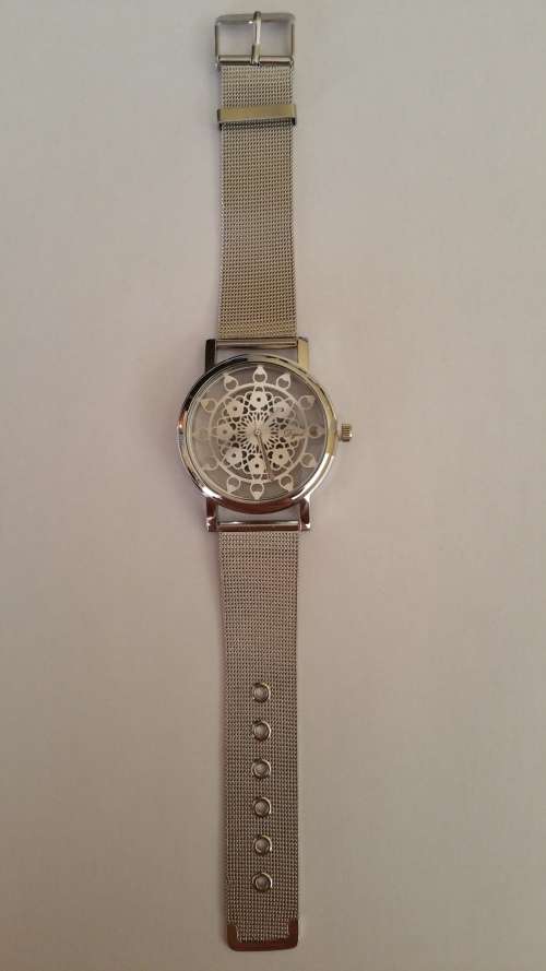 Ladies Vintage Blossom Hollow Out Watch - Silver