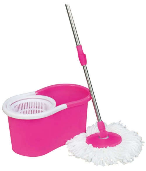 360° Rotating Magic Spin Mop Dehydrate Basket W/Bucket - Pink