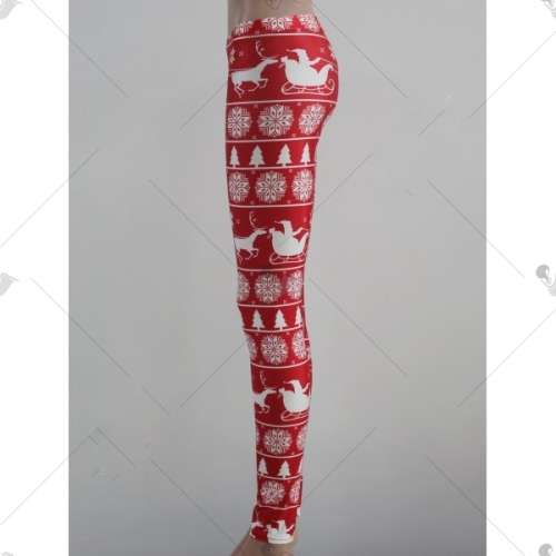 Christmas Pattern Leggings , Red & White