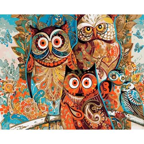 DIY Paint By Numbers Kit - Owls