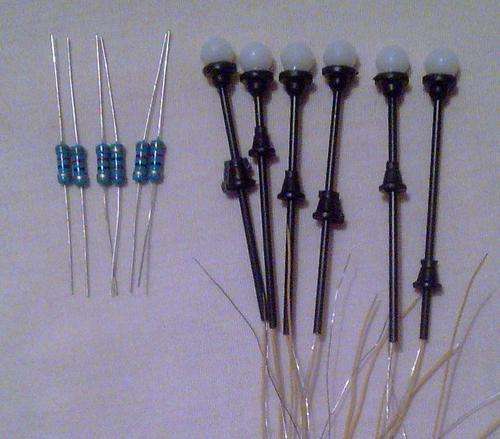 R1 start Set of 6 HO N Lampposts street lights6V  + Resistors for 12Volt supply