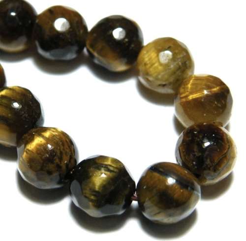 FACETED TIGER EYE BEAD STRING