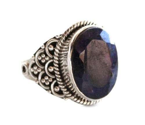 DARK BLUE SAPPHIRE RING SET IN 925 STERLING SILVER - SEPTEMBER BIRTHSTONE