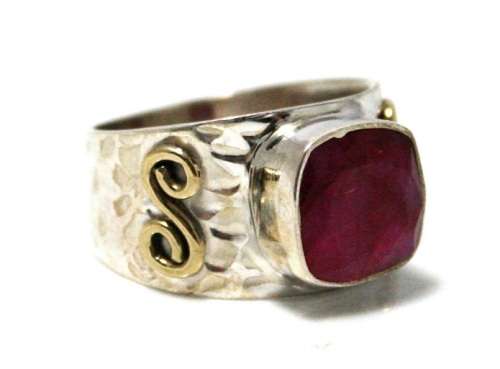 BLOOD RED RUBY RING SET IN 925 STERLING SILVER - JULY BIRTHSTONE