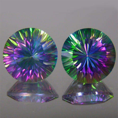 DAZZLING  6.47cts MYSTIC RAINBOW  TOPAZ  PAIR!!