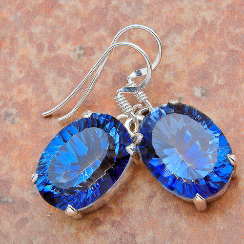 STUNNING Blue  Mystic  Rainbow  TOPAZ  and .925 Sterling Silver Earrings!