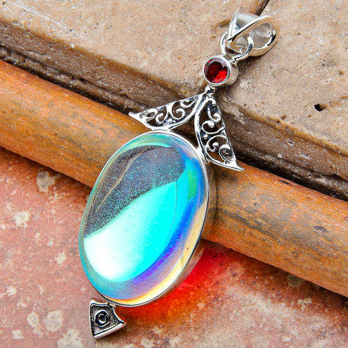 BREATHTAKINGLY  BEAUTIFUL  Genuine GARNET and  Mystic Rainbow  TOPAZ  Pendant!!!!
