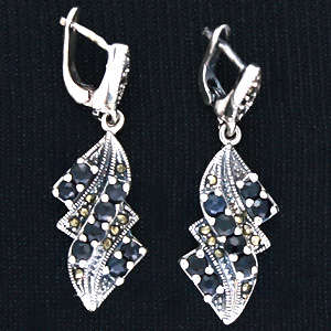 EXOTIC and CHIC  Genuine Blue SAPPHIRE  .925 Sterling Silver Earrings!