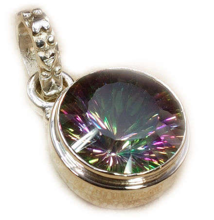 ALLURING Genuine MYSTIC TOPAZ .925 Sterling Silver Gemstone Pendant!