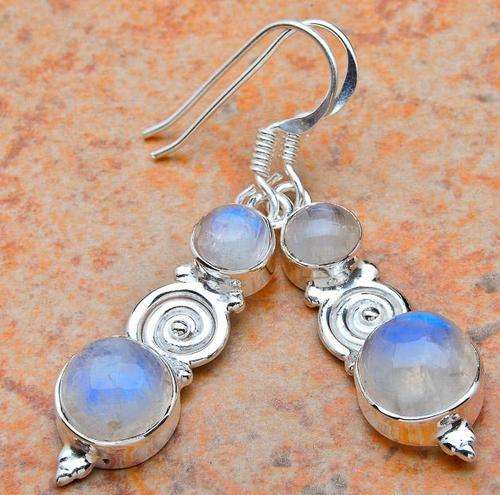 Spectacular  Genuine MOONSTONE  .925 Sterling Silver Earrings!