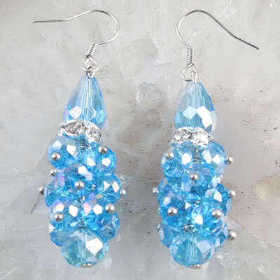 Beyond beautiful Ocean Blue  Crystal  Earrings!